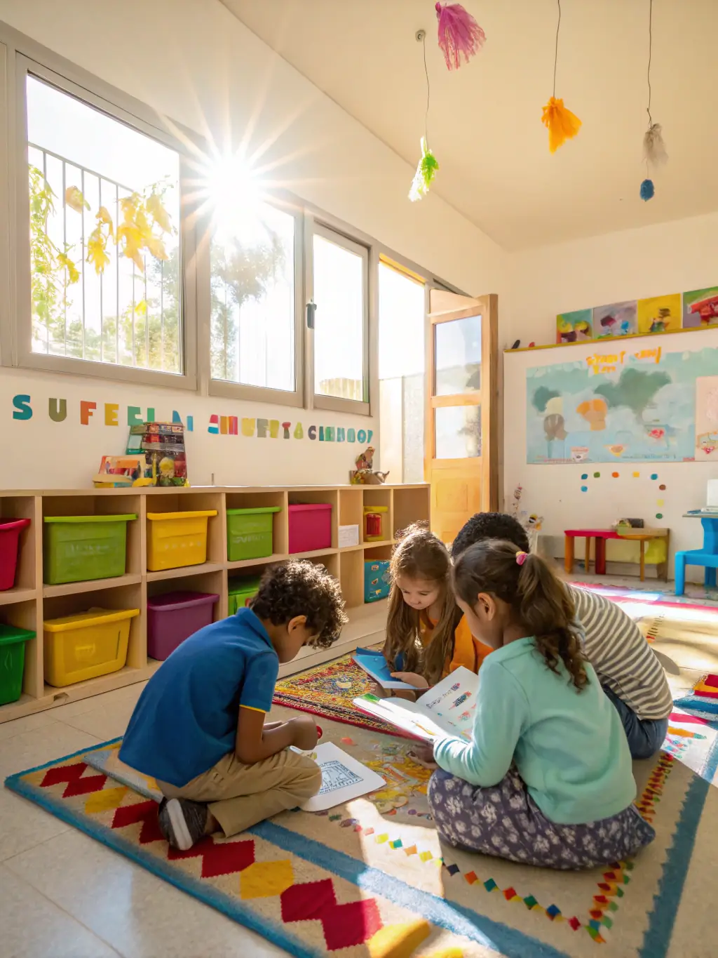 A comforting image of the S'Antonio Messina shelter, showing a safe and supportive environment for unaccompanied foreign minors, with staff members present.